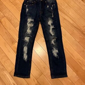 Almost Famous Women’s Dark Blue Distressed Jeans